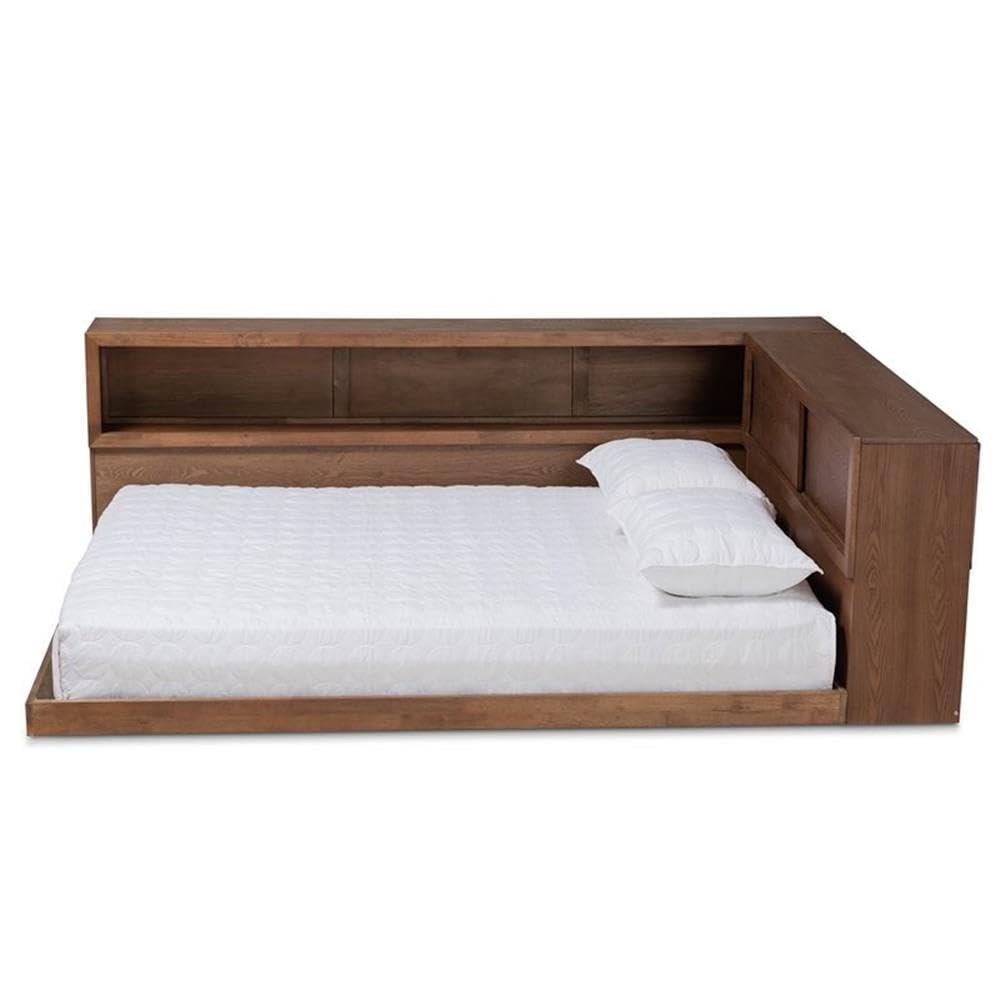 Baxton Studio Rustic Queen Bed with Walnut Finish MG0031-Walnut-Queen