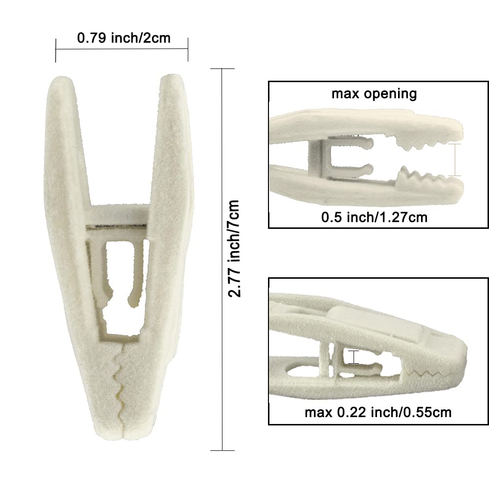 Corodo Ivory Velvet Hangers Clips, 20 Pack - Strong Clips for Thin Felt Hangers, Perfect for Pants and Skirts