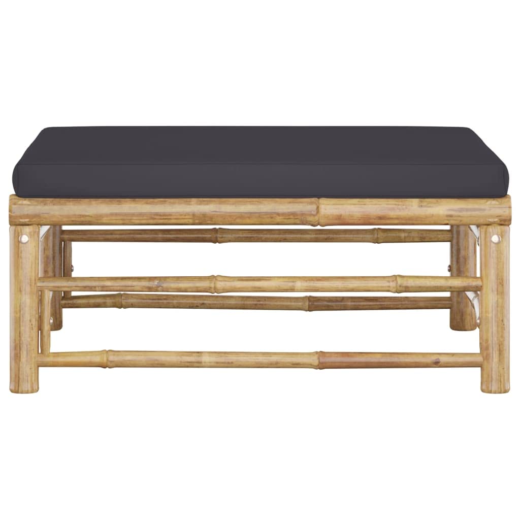vidaXL Patio Footrest with Soft Dark Gray Cushion - Bamboo Outdoor Ottoman – Easy to Assemble | Ideal for Garden, Terrace, Patio - Lightweight & Durable | Dimensions: 25.6" x 25.6" x 11.8"