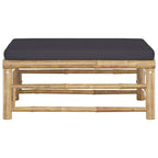 vidaXL Patio Footrest with Soft Dark Gray Cushion - Bamboo Outdoor Ottoman – Easy to Assemble | Ideal for Garden, Terrace, Patio - Lightweight & Durable | Dimensions: 25.6" x 25.6" x 11.8"