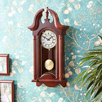 Bedford Clock Collection Bed-1915 26.5' Colonial Mahogany Cherry Oak Finish Chiming Wall Clock With Roman Numerals