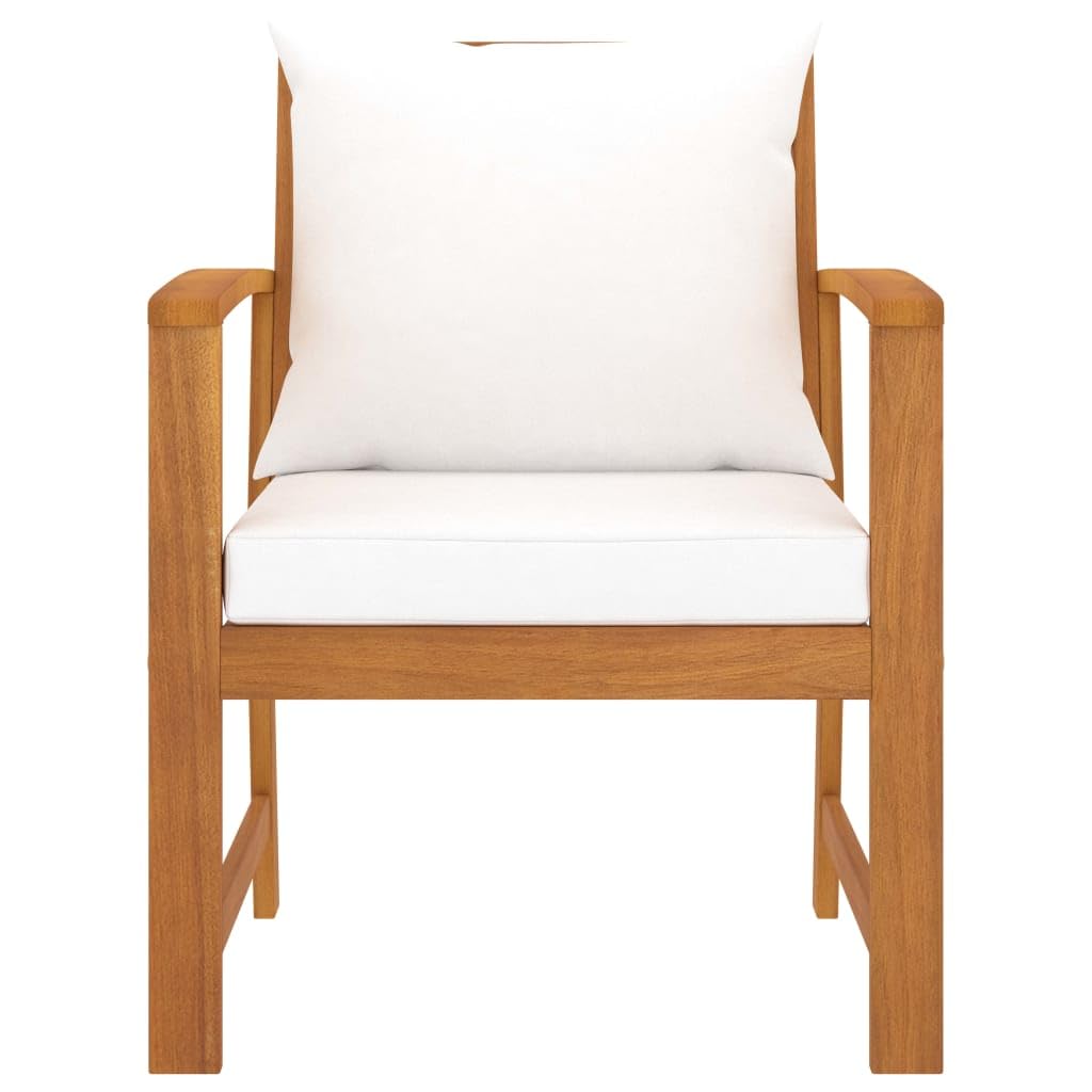 Patio Chairs 2 pcs with Cream Cushion Solid Acacia Wood