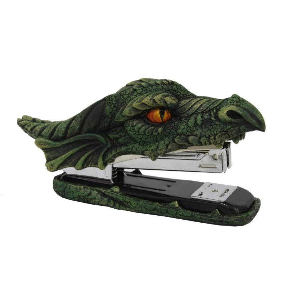 Pacific Giftware Pt Dragon Green Head Golden Eyes Decorative Functional Stapler Figurine Office Desktop Stationery