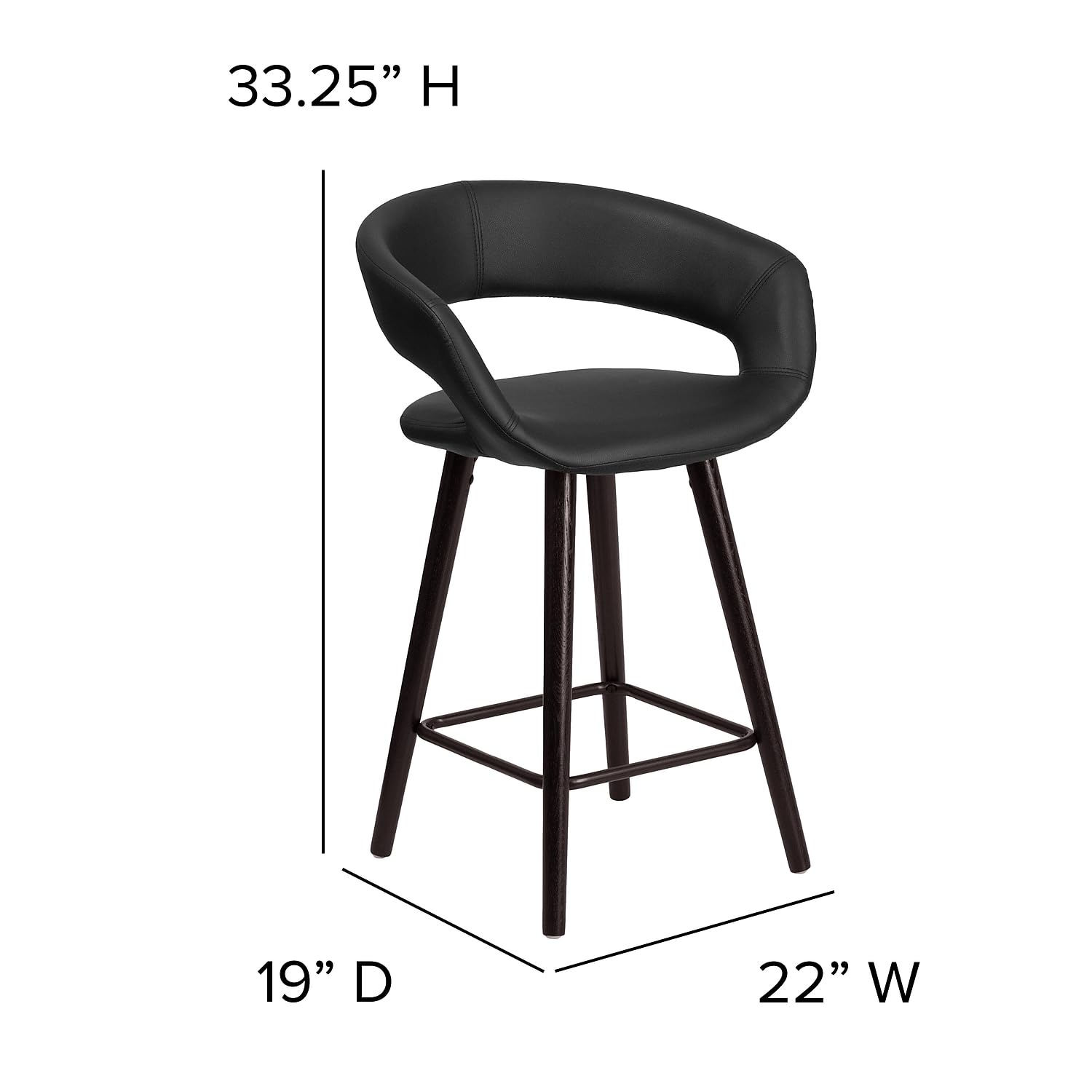 Flash Furniture Brynn Series 24'' High Contemporary Cappuccino Wood Counter Height Stool In Black Vinyl