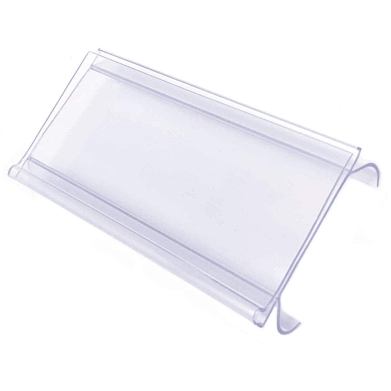 Wire Shelf Label Holder, Metro & Nexel Clear Plastic Clip On Ticket Holder With Sleeve, 3' X 1.25', 100 Pack