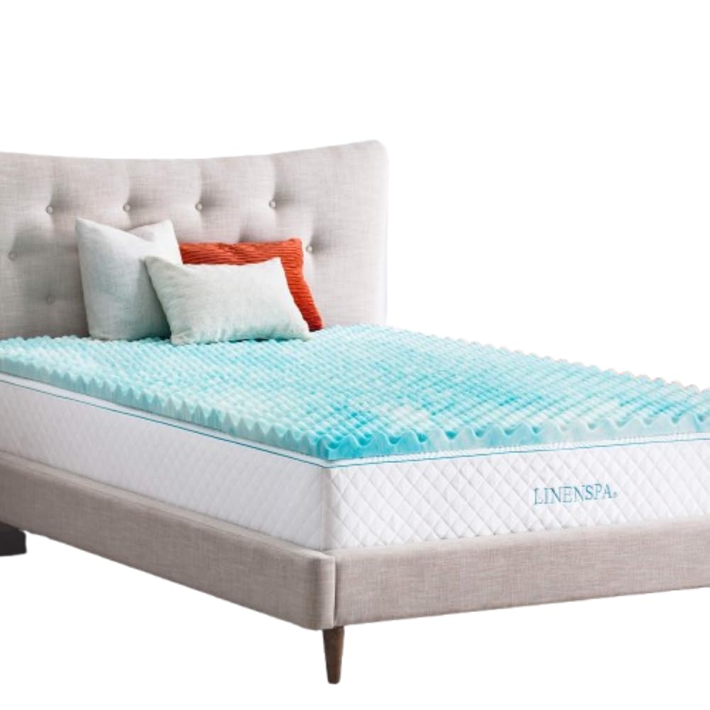 Linenspa 2 Inch Convoluted Gel Swirl Memory Foam Mattress Topper - Promotes Airflow - Relieves Pressure Points - King