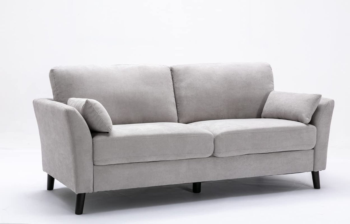 Lilola Home Damian Light Gray Velvet Fabric Sofa