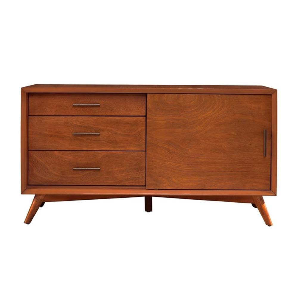 Alpine Furniture Flynn Mid Century Modern Tv Console, 50&quot; W X 20&quot; D X 27&quot; H, Acorn