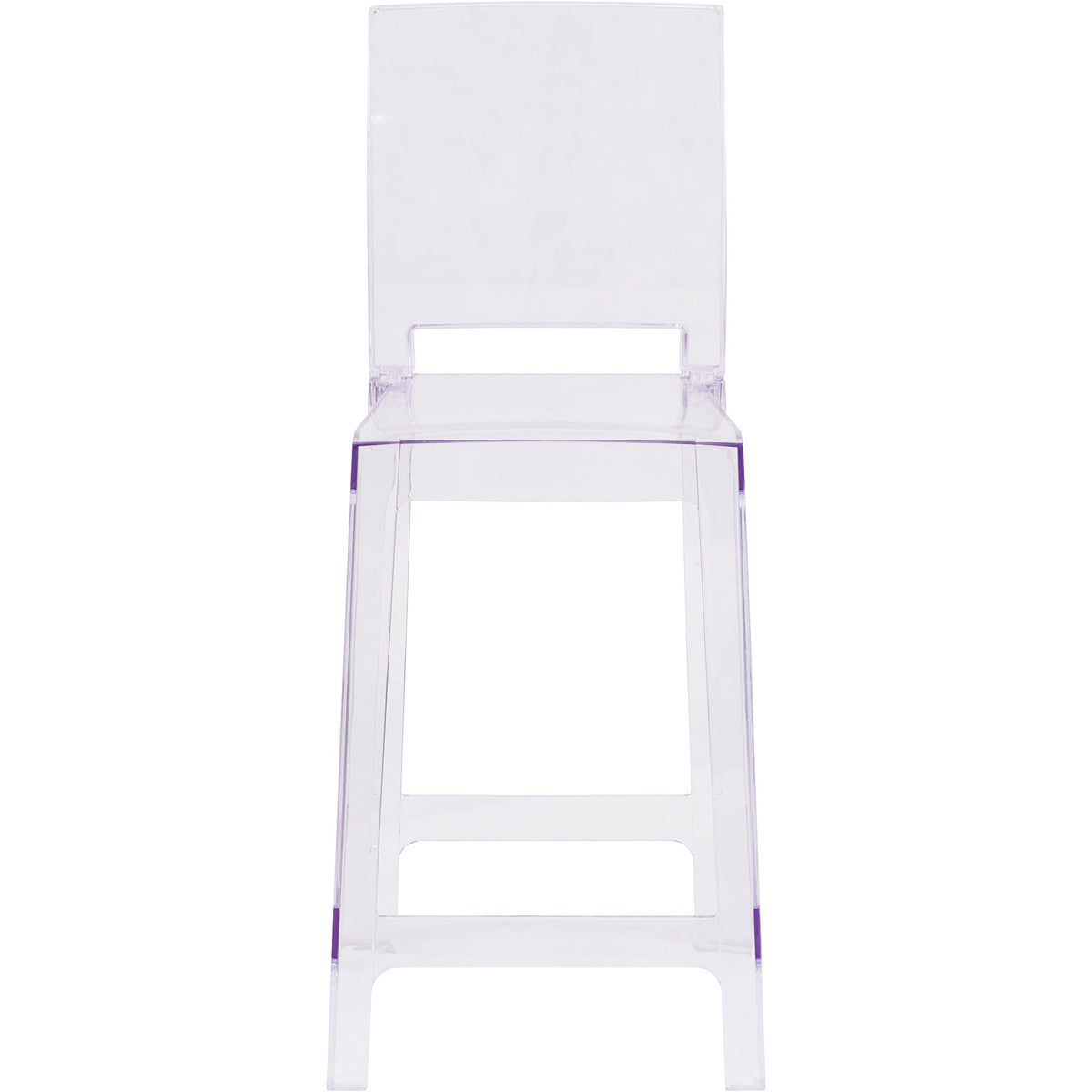 Flash Furniture Emilie Ghost Counter Stool with Square Back in Transparent Crystal