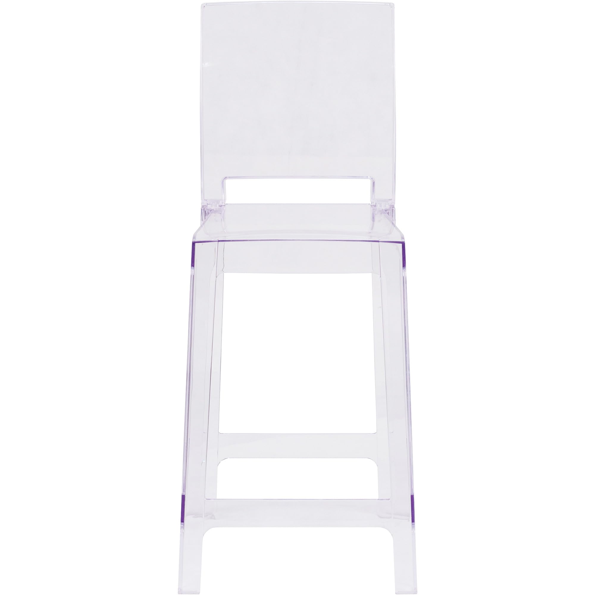 Flash Furniture Emilie Ghost Counter Stool with Square Back in Transparent Crystal