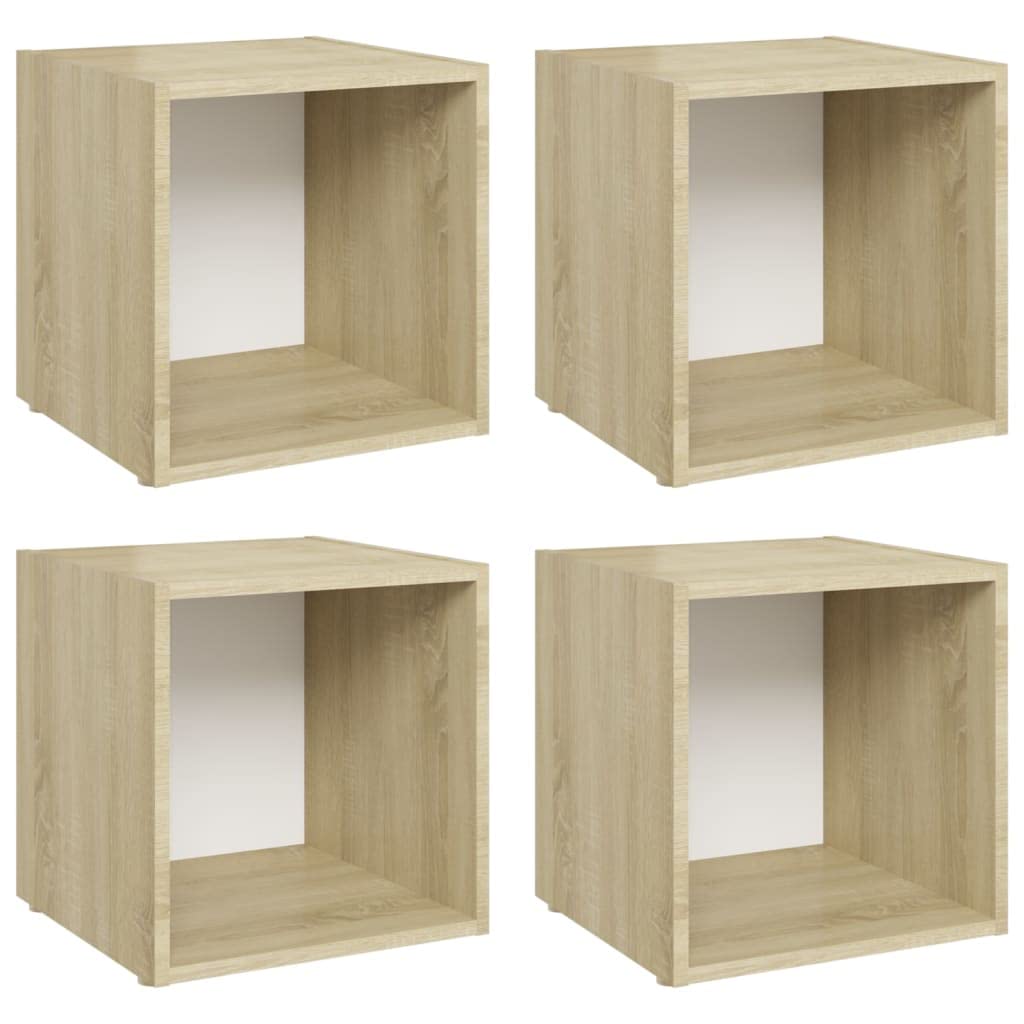 Furniking TV Cabinets 4 pcs White and Sonoma Oak 14.6&quot;x13.8&quot;x14.6&quot; Chipboard