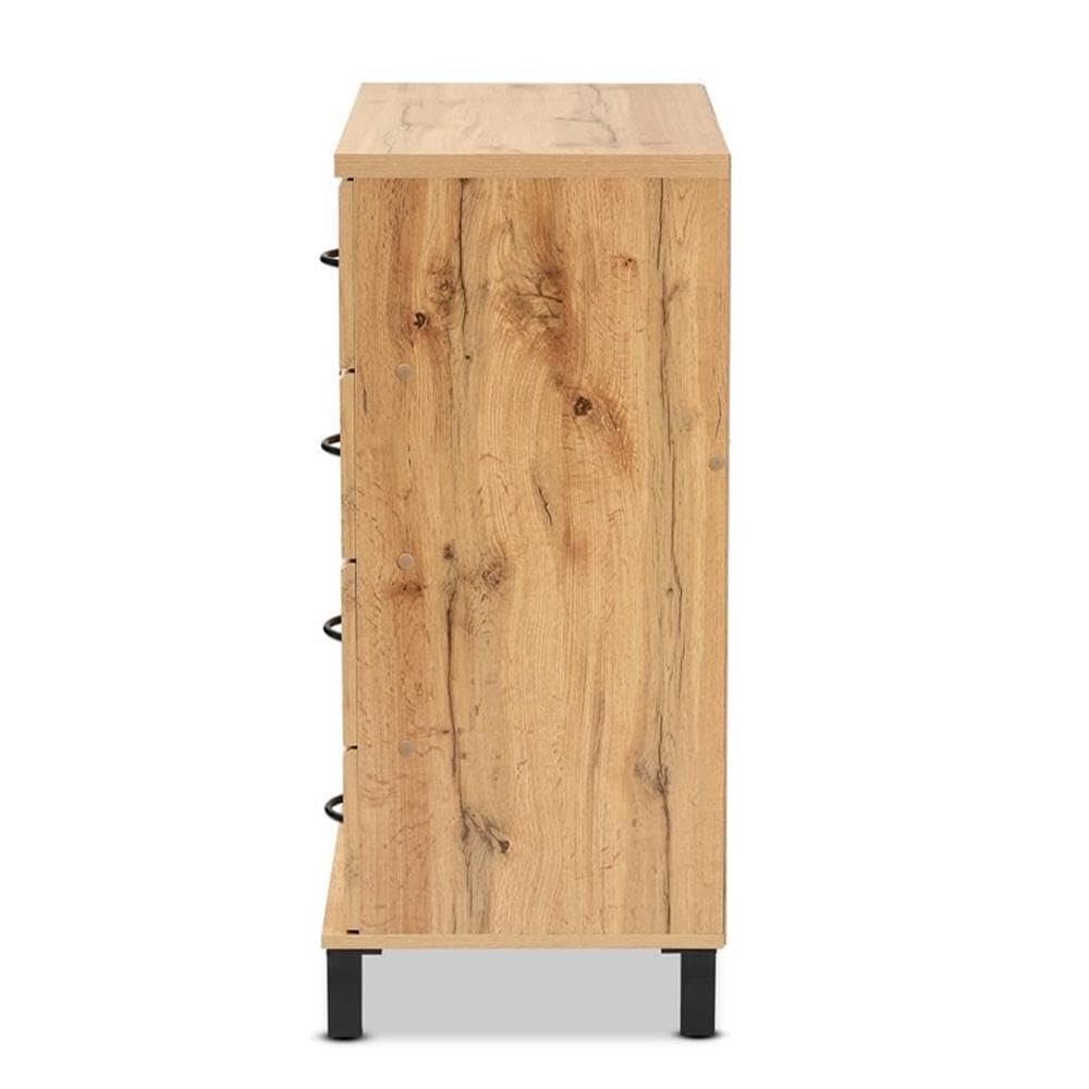Baxton Studio Maison Modern and Contemporary Wotan Oak Brown Finished Wood 4-Drawer Storage Chest
