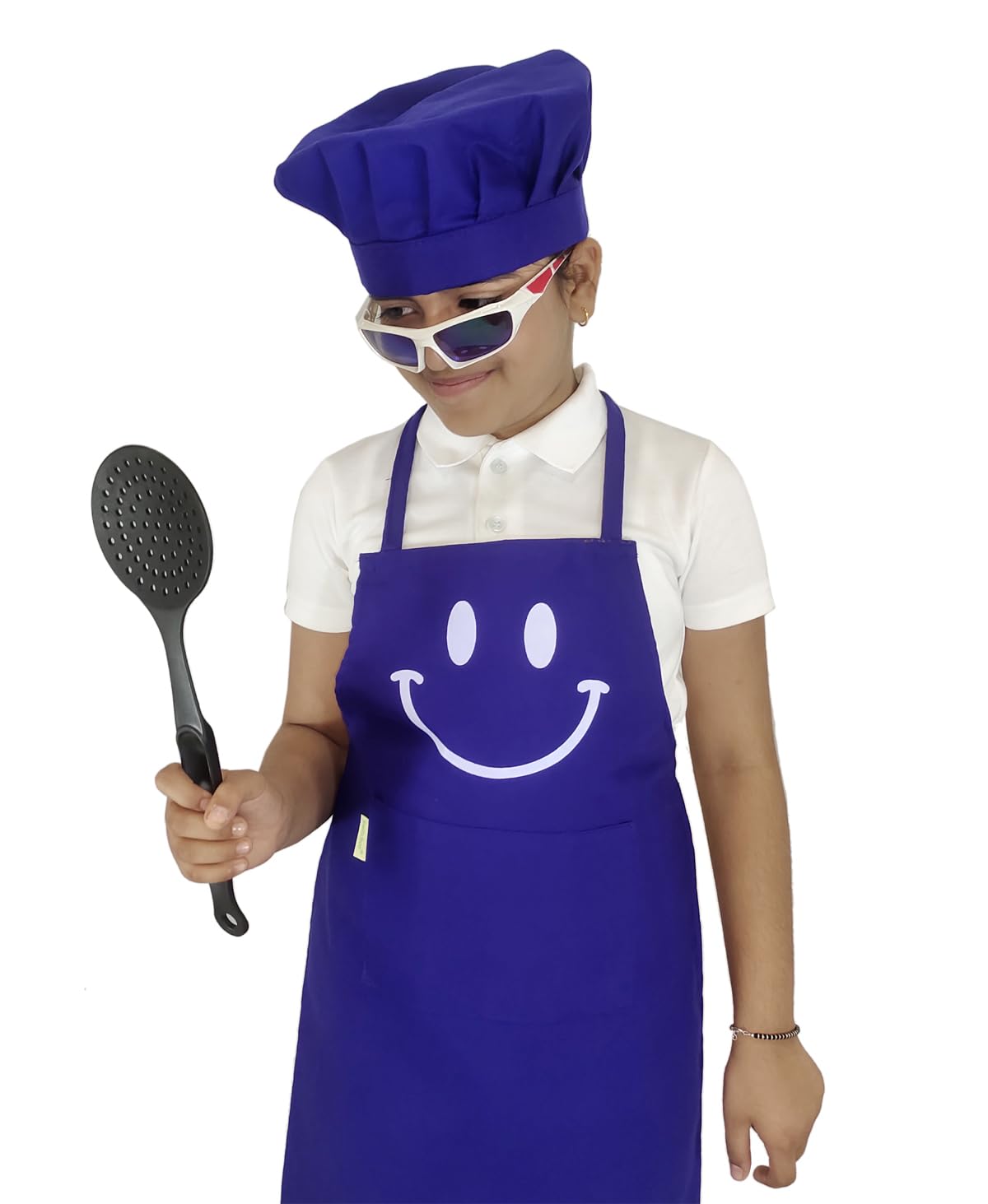 Switchon Polyester Waterproof Adjustable Kids Multi Purpose Cooking Apron With A Chef Cap School Apron  For 3 Years To 6 Proud