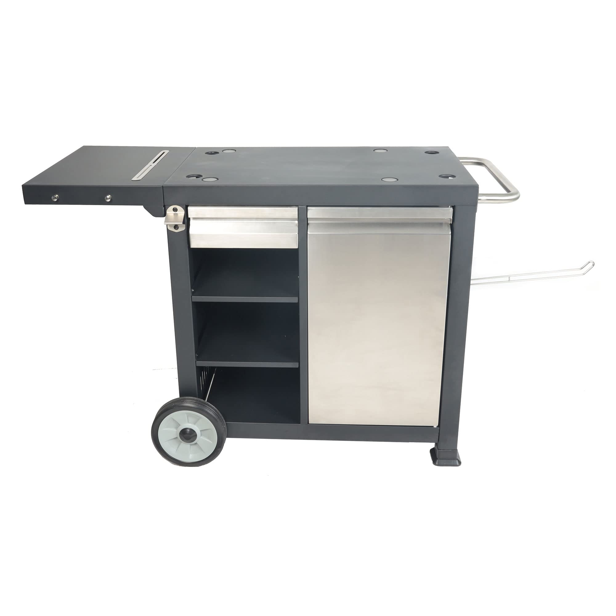 Razor Universal Rolling Prep Cart With Shelves And Storage Drawer For Portable Outdoor Griddle And Grills, Accessory Only, Black