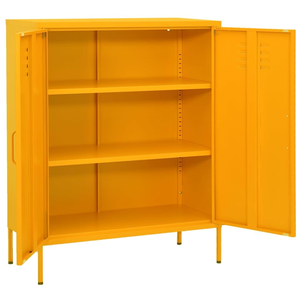 vidaXL Storage Cabinet Mustard Yellow 31.5&quot;x13.8&quot;x40&quot; Steel