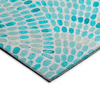 Addison Rugs Surfside Asr37 Aqua 8' X 8' Indoor Outdoor Round Rug, Easy Clean, Machine Washable, Non Shedding, Bedroom, Living R