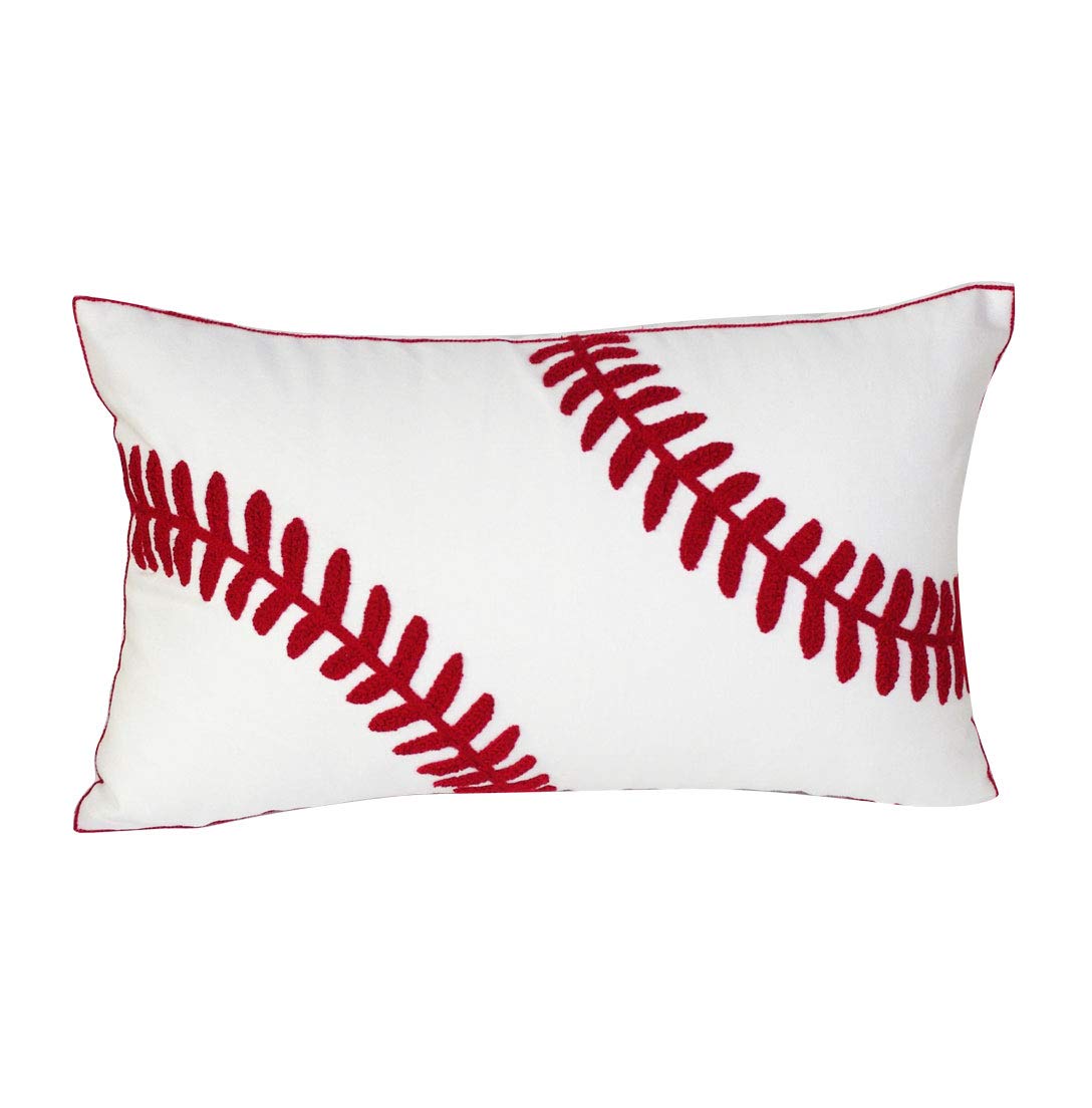 Decopow Embroidered Baseball Throw Pillow Cover,12 X 20 Inches Decorative Canvas Pillow Cover For Baseball Room Decor(Cover Only