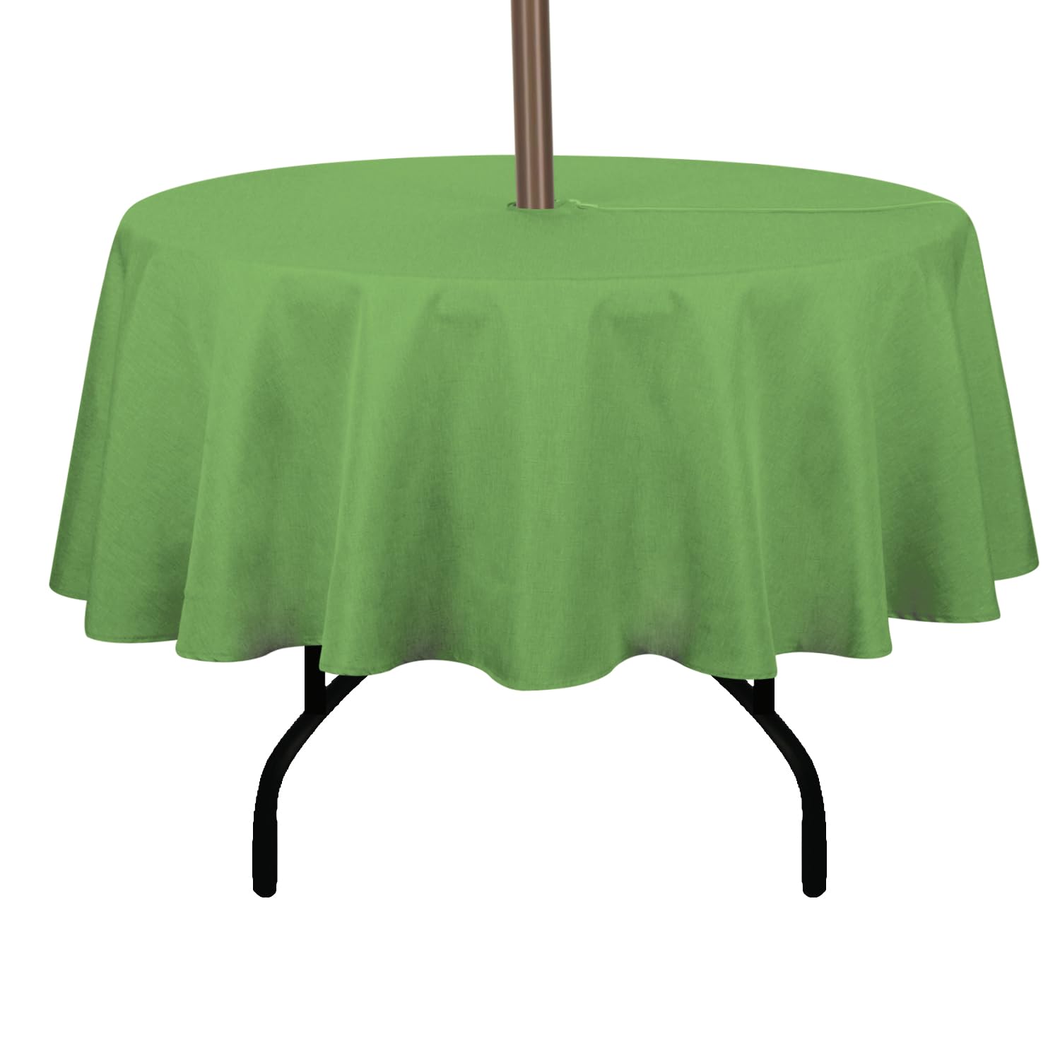 Youngseahome Outdoor Tablecloth Wrinkle-Free Stain Resistant Waterproof Polyester Fabric Table Cover With Zipper Umbrella Hole For Picnic/Party/Dinner/Patio Garden(60Inch Round,Zippered,Olive Green)