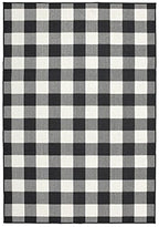 HomeRoots Polypropylene 8’x11’ Black and Ivory Gingham Indoor Outdoor Area Rug