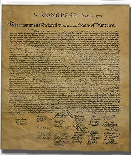 The Declaration of Independence, True to its Original Size and Layout - Reprint Printed on Antiqued Parchment. 23 x 29