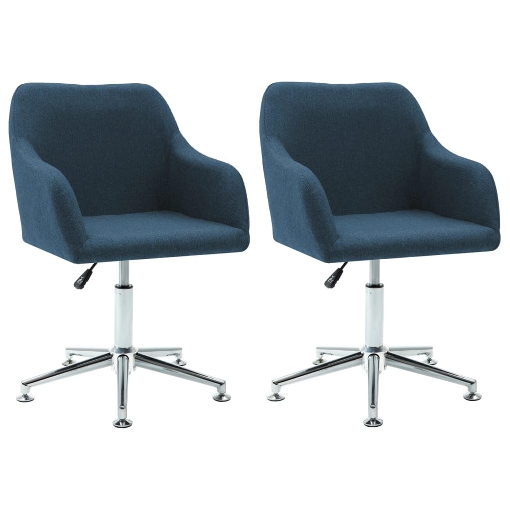 vidaXL 2 pcs Fabric Swivel Dining Chairs with Adjustable Height - Modern Design - Multi-Functional Chairs Ideal for Living Room, Bedroom, Lounge and Office - Blue