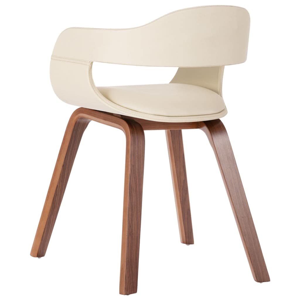 vidaXL Dining Chair in White Bentwood and Faux Leather - Stylish and Comfortable Side Chair for Dining Room and Kitchen