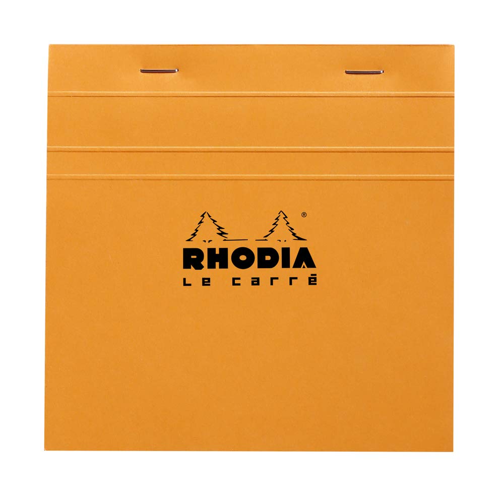 Rhodia Le Carre Head Stapled Pad, 148X148Mm, Square Ruling - Orange