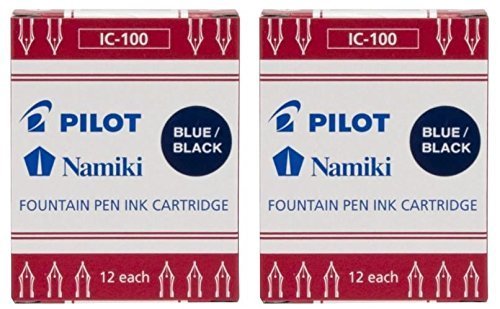 Pilot Namiki Ic100 Fountain Pen Ink Cartridge, Blue/Black, 12 Cartridges Per Pack (Pack Os 2)