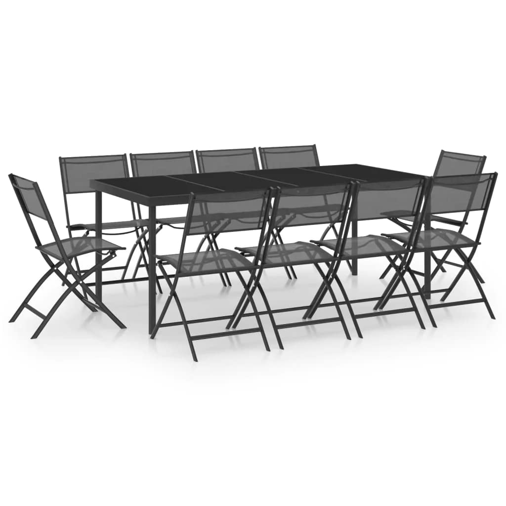 Vidaxl Patio Dining Set 11 Piece Garden Outdoor Lawn Yard Terrace Balcony Seat Seating Sitting Dinner Chair And Table Furniture Steel