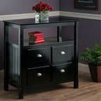 Ergode Wood Timber Buffet Cabinet - Contemporary Storage with Open Shelf, 2 Doors & Elegant Design - Black Finish - 36' W x 18.03' D x 35.98' H