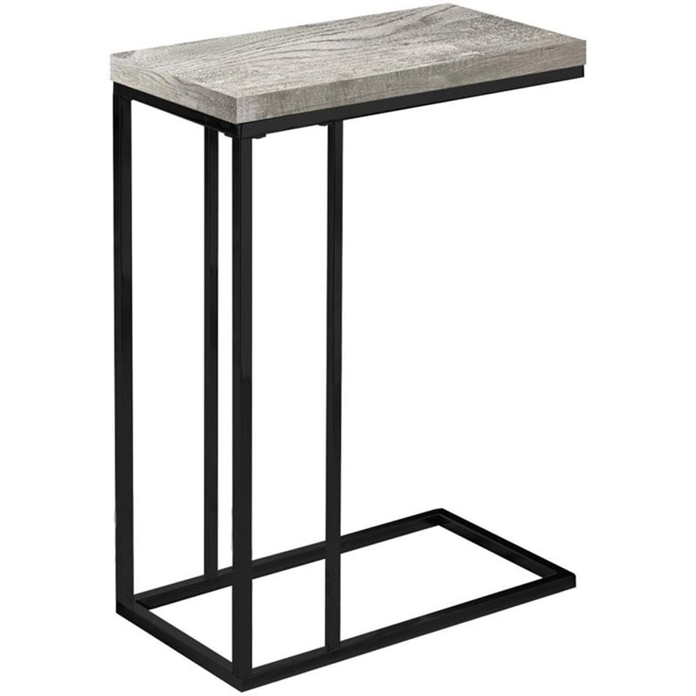 Monarch Specialties GREY RECLAIMED WOOD-LOOK/BLACK METAL ACCENT, END, SNACK TABLE, Gray
