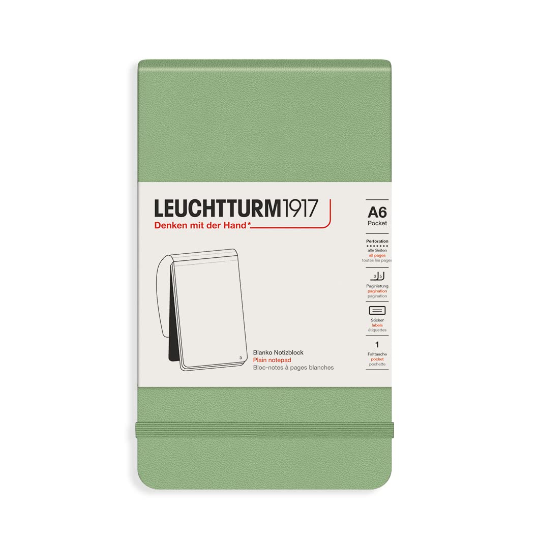 Leuchtturm1917 - Pocket Notepad A6-184 Plain Micro-Perforated Pages, Sage