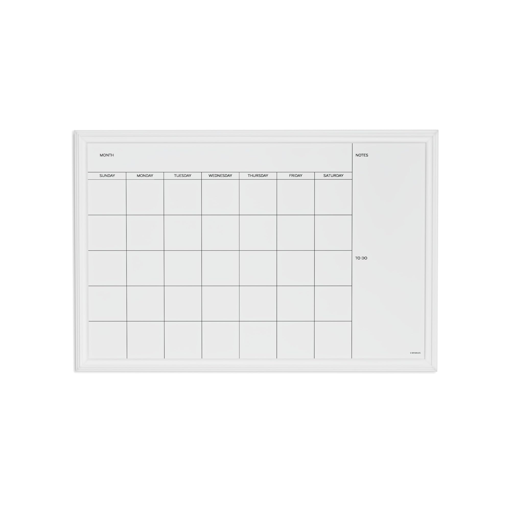 U Brands Magnetic Dry Erase Calendar Board, 30'X20', White Wood Style Frame, Includes Magnets