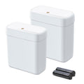 funest 2 Pack Bathroom Trash Can with Lid, 3 Gal/12 L & 2.7 Gal/10L Garbage Can with Pop-Up Lid, Small Spaces Plastic Trash Can,