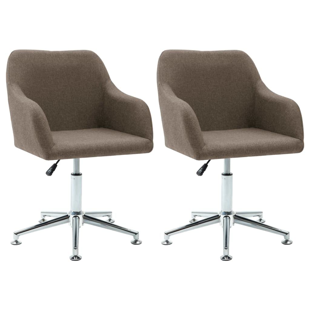 vidaXL Modern Adjustable Swivel Dining Chairs Set of 2, Taupe Fabric Upholstery- Ergonomically Designed for Comfort - Ideal for Dining Room, Living Room, Lounge or Office