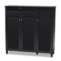 Baxton Studio Coolidge Modern and Contemporary Dark Grey Finished 11-Shelf Wood Shoe Storage Cabinet with Drawer