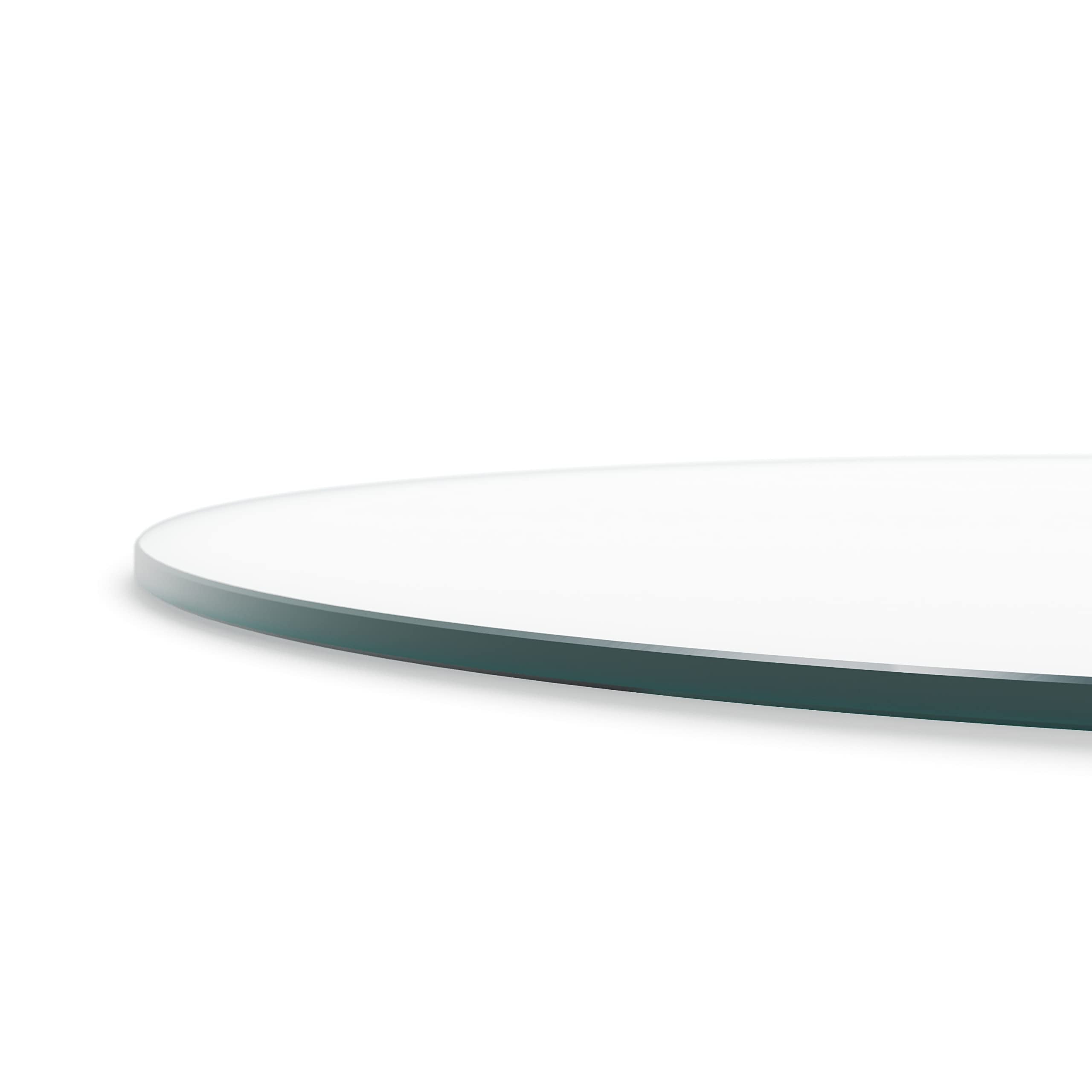Better Bevel 42' Inch Round Glass Table Top | Tempered Glass Protector | Anti-Slip Pads/Bumpers | Coffee, Dining Table