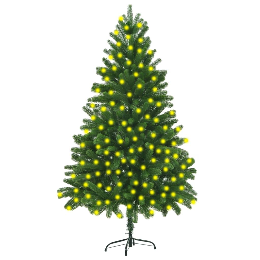 Vidaxl 82.7&quot; Green Artificial Christmas Tree - Lifelike Pe Branches, Led Lights, Steel Base, Weather Resistant, Usb Powered