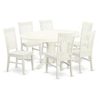 East West Furniture Avwe7-Lwh-W 7 Piece Kitchen Table & Chairs Set Consist Of An Oval Dining Table With Butterfly Leaf And 6 Dining Room Chairs, 42X60 Inch, Linen White