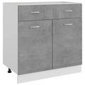 vidaXL Engineered Wood Drawer Bottom Cabinet, Optimized Storage, Simple Scandinavian Design, Concrete Gray, 31.5"x18.1"x32.1"