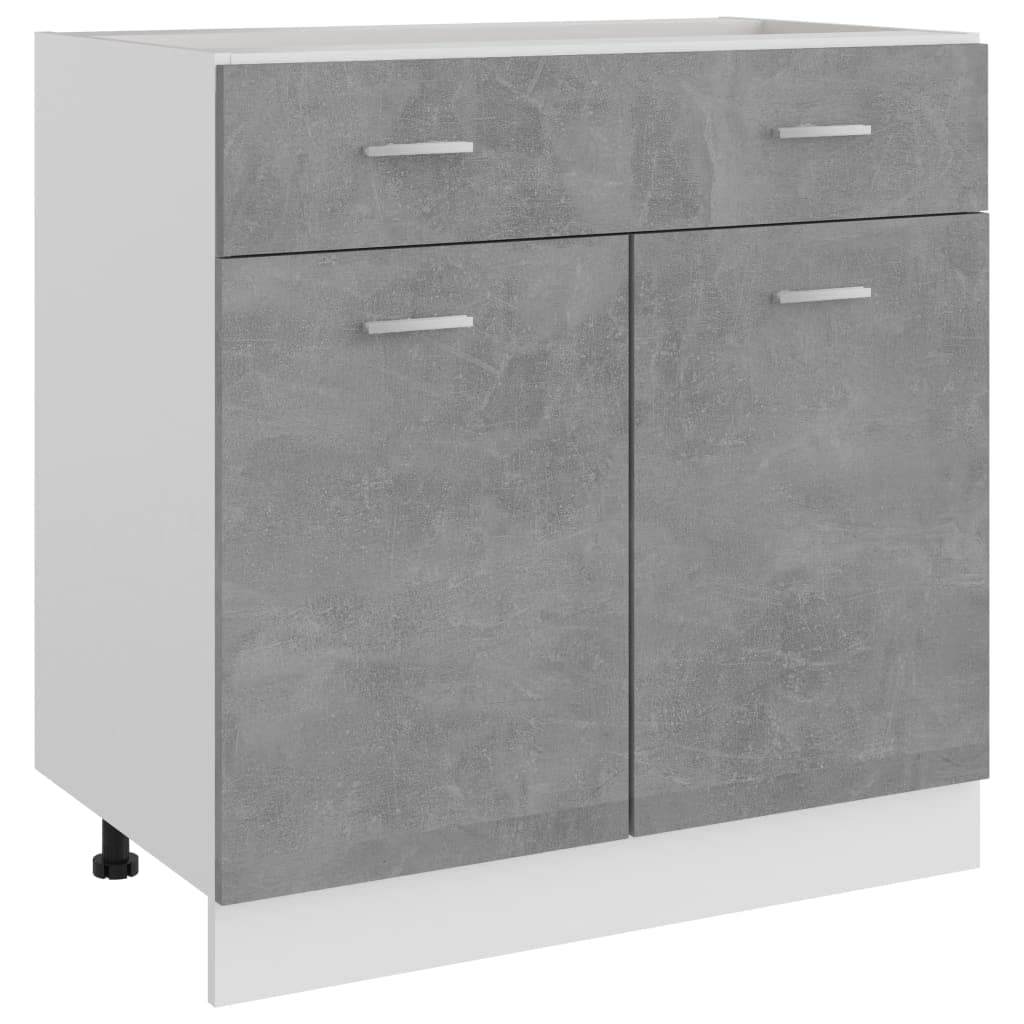 vidaXL Engineered Wood Drawer Bottom Cabinet, Optimized Storage, Simple Scandinavian Design, Concrete Gray, 31.5"x18.1"x32.1"