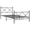 vidaXL Black Metal Bed Frame - Robust Steel Construction with Headboard/Footboard, Supportive Slats, Under-Bed Storage, Elegant Single Bed Design for Bedroom Furniture - 39.4"x78.7"