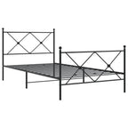 vidaXL Black Metal Bed Frame - Robust Steel Construction with Headboard/Footboard, Supportive Slats, Under-Bed Storage, Elegant Single Bed Design for Bedroom Furniture - 39.4"x78.7"