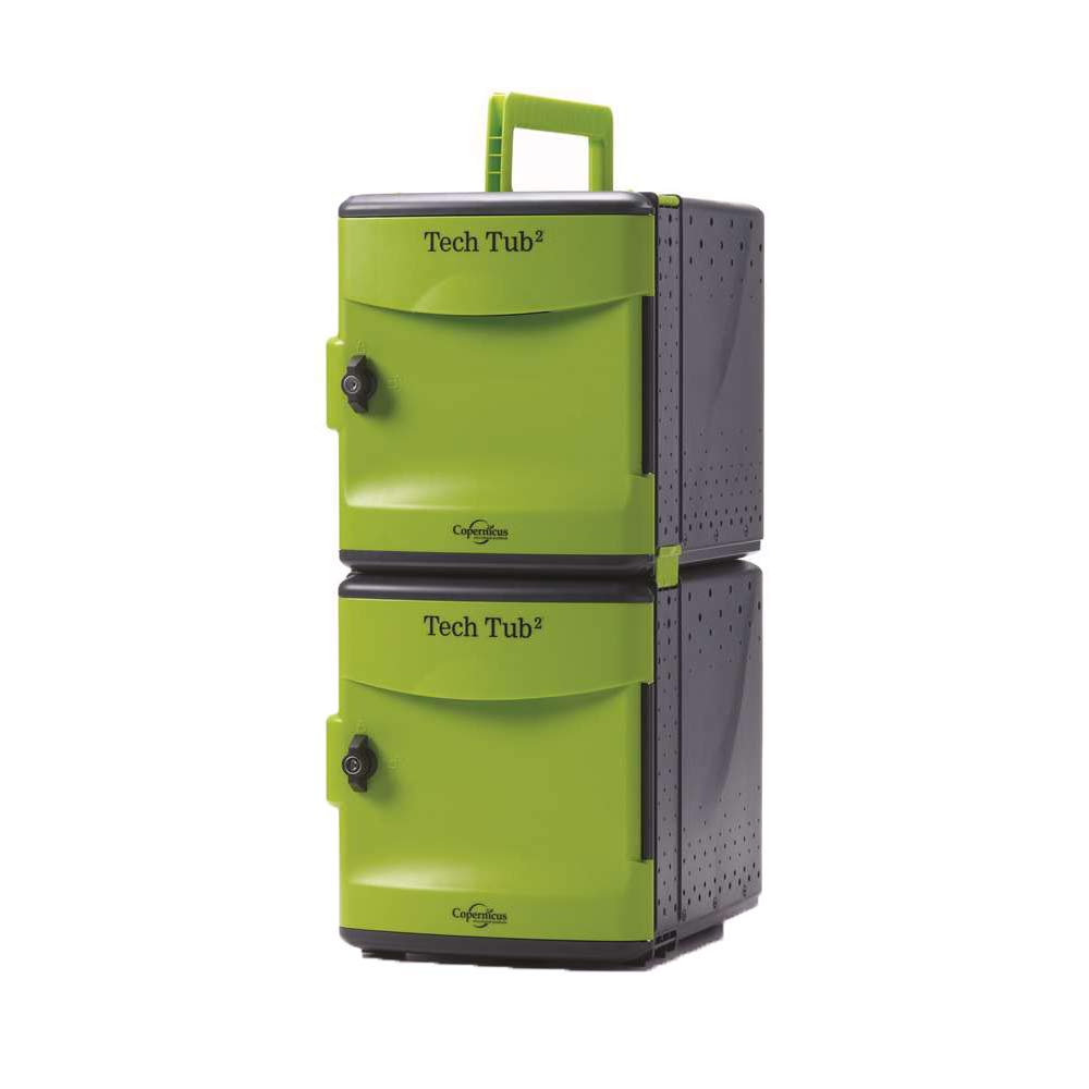 Copernicus Tech Tub2 with USB and Adjustable Shelves - Holds 10 iPads, ABS Plastic for Schools, Classroom, Office