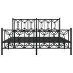 vidaXL Metal Bed Frame with Headboard/Footboard, Black, Steel, Double Bed - 81.5"x61.4"x35.4"