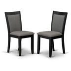 East West Furniture MZC6T50 Monza Parson Dining Room Chairs - Dark Gotham Grey Linen Fabric Padded Chairs, Set of 2, Wirebrushed Black