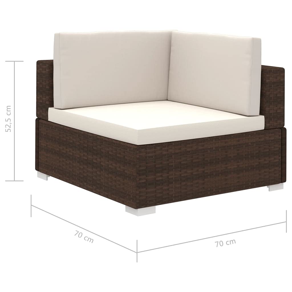 12 Piece Patio Lounge Set with Cushions Poly Rattan Brown