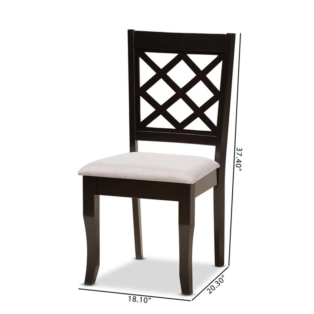 Baxton Studio Verner Modern and Contemporary Grey Fabric Upholstered and Dark Brown Finished Wood 2-Piece Dining Chair Set
