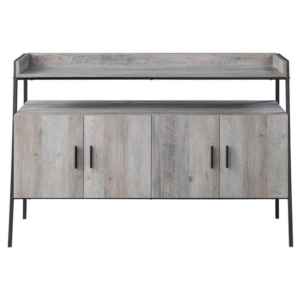 Acme Samiya Wooden 1-Shelf TV Stand with 4 Doors in Gray Oak and Black