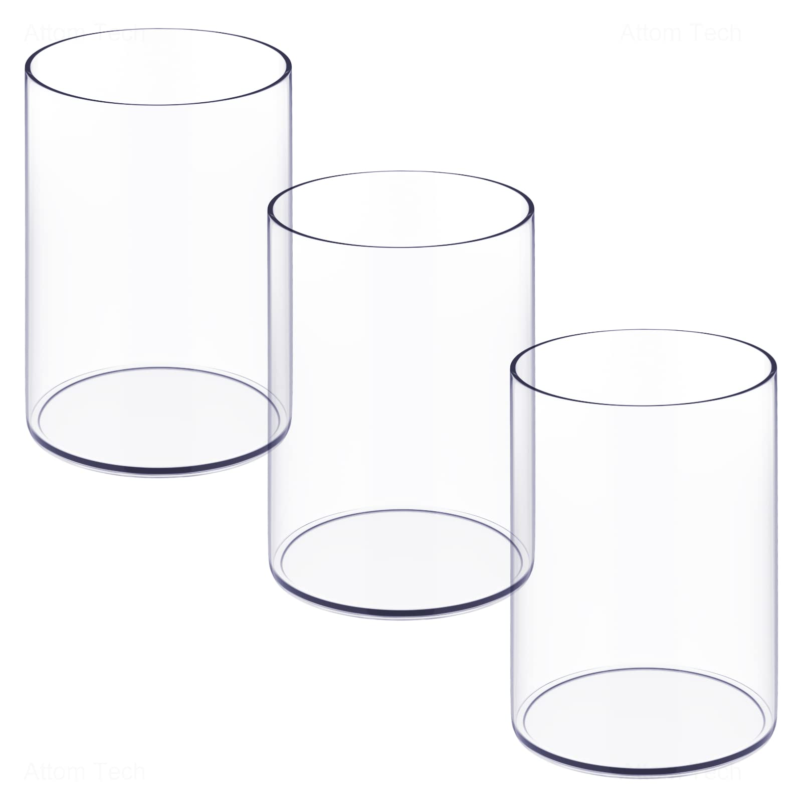 Nioffice Stylish Clear Acrylic Desk Organizer Pen And Pencil Holders Set Of 3, Round Makeup Brush Storage Perfect For Home, Scho